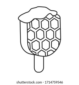 Waffle on stick vector icon.Outline vector icon isolated on white background waffle on stick .