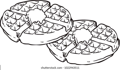 Waffle On White Background Illustration