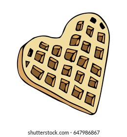 Waffle on white background illustration. Doodle style. Design icon, print, logo, poster, symbol, decor, textile, paper, card. 