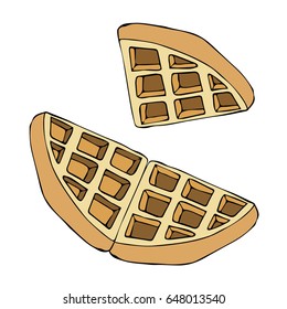 Waffle on white background illustration. Doodle style. Design icon, print, logo, poster, symbol, decor, textile, paper, card. 