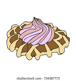 Waffle on white background illustration. Doodle style. Design icon, print, logo, symbol, decor, textile, paper.