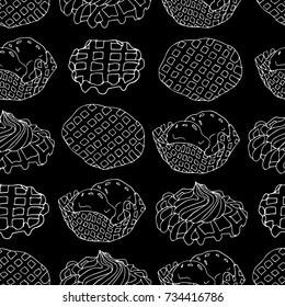 Waffle on white background illustration. Doodle style. Design icon, print, logo, symbol, decor, textile, paper.