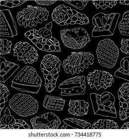 Waffle on white background illustration. Doodle style. Design icon, print, logo, symbol, decor, textile, paper.