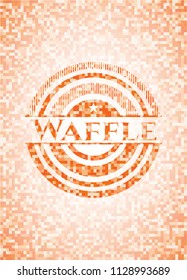 Waffle orange mosaic emblem with background