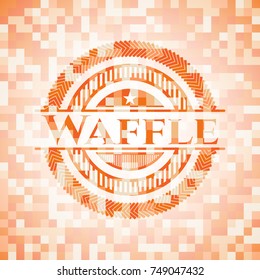Waffle orange mosaic emblem with background