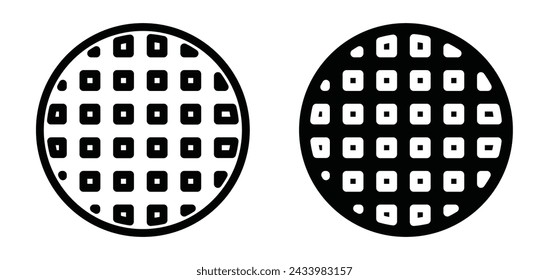 Waffle outline icon collection or set. Waffle Thin vector line art