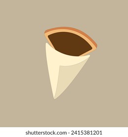Waffle pastry with chocolate topping vector illustration.