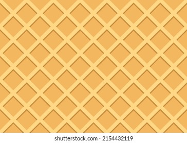 Waffle Pattern. Waffle Texture Seamless Pattern. Wafer Cone Texture For Icecream. Seamless Pattern For Ice Cream. Design Biscuit Background. Snack Waffel Wallpaper. Vector.