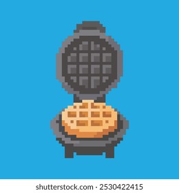 Waffle pixel art, ilustração vetorial em fundo isolado.
