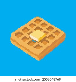 waffle pixel art, vector illustration on isolated background.