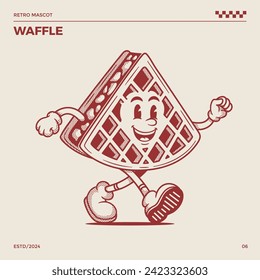 Waffle Retro Mascot, cartoon mascot