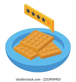 Waffle review icon isometric vector. Food critic. Restaurant critic