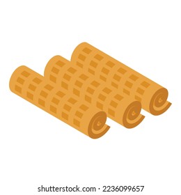 Waffle roll icon isometric vector. Round belgian. Snack dessert