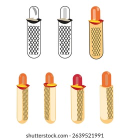 Waffle rolls collection. Dessert vector pack. Sweet snack icons. Topping detail variety.