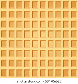 Waffle seamless pattern. Baked wafer background with repeating texture. Stylized flat style vector eps8 illustration.