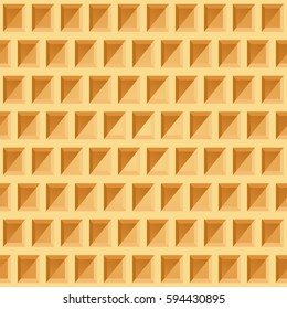Waffle seamless pattern. Belgian wafer repeating texture. Stylized flat style wrapping background for baked goods or ice cream design. Vector eps8 illustration.