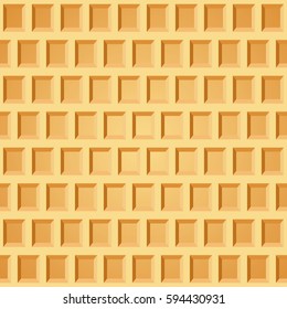 Waffle seamless pattern. Belgian wafer repeating texture. Stylized flat style wrapping background for baked goods or ice cream design. Vector eps8 illustration.