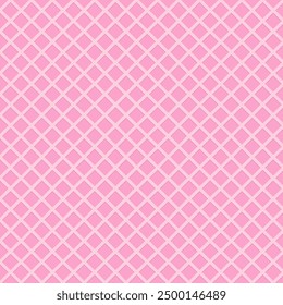 Waffle seamless pattern isolated on pink.Repeat pattern with square.Grid vector graphic background. 
