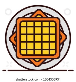 Waffle servido en una bandeja, diseño del concepto de bocadillos 