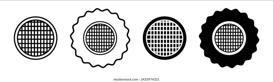 Waffle set in black and white color. Waffle simple flat icon vector