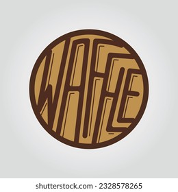 waffle shop typography logo, minimal flat logotype chocolate caramel color 