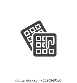 Waffle com xarope ícone vetor. sinal plano preenchido para conceito móvel e web design. Ícone de glifo de Waffle belga. Símbolo de fast food do café da manhã, ilustração do logotipo. Gráficos vetoriais