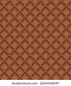 Waffle textura sem emenda padrão, fundo de vetor de chocolate. Textura De Cone De Sorvete.