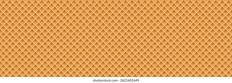Waffle texture seamless pattern vector illustration. Sweet dessert rhombus background.