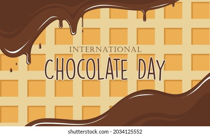 waffle themed background design with melted chocolate