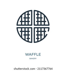 waffle thin line icon. food, sweet linear icons from bakery concept isolated outline sign. Vector illustration symbol element for web design and apps.
