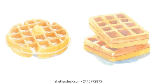 waffle topped watercolor vector illustration 