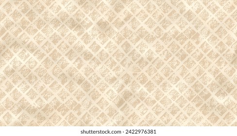 Waffle towel with diagonal seamless pattern of noisy texture in colors of natural linen. Vector cotton fabric bg. Blank kitchen cloth, napkin or tablecloth