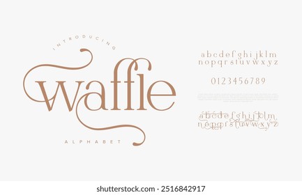 Waffle typography beauty fashion elegant minimalist serif italic fonts decorative wedding vintage retro logos. Minimal luxury font alphabet logo. Vector illustration