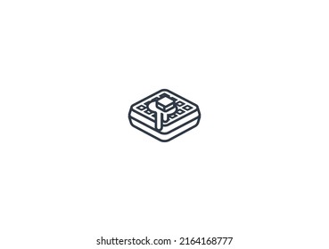 Waffle vector flat emoticon. Isolated Waffle emoji illustration. Waffle icon