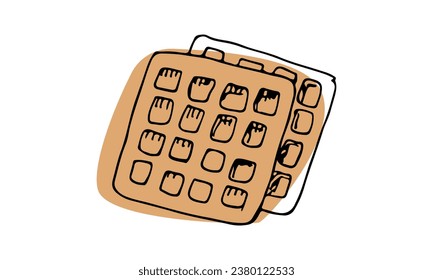 Waffle vector illustration , sketch hand drawn doodle illustration , street food sketch isolate on white background for different design uses such as advertising for bakery, cookbook ,pack