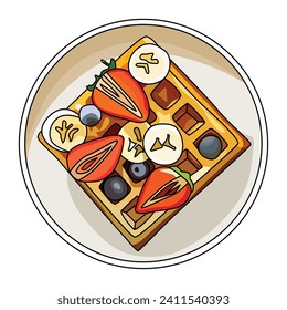 Ilustración vectorial Waffle, adecuada para pegatinas y elementos de diseño gráfico