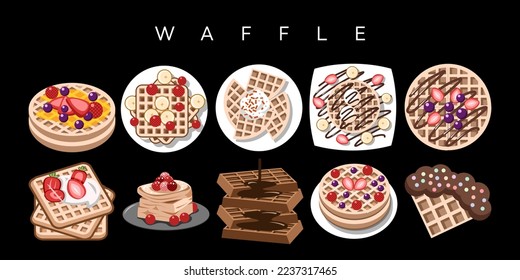 Waffle vector set collection graphic clipart design