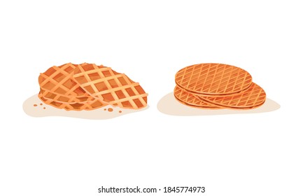 Waffle and Wafer with Textured Surface and Filling Vector Set
