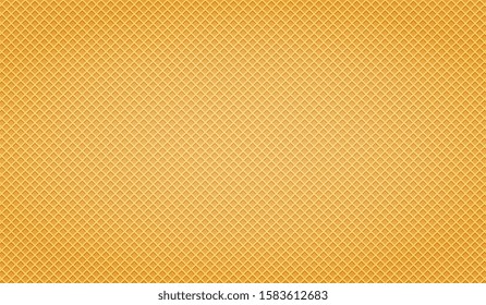 Waffle yellow background. Texture wafer pattern for your design. Vector illustration.