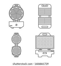 Waffle-iron appliance for kitchen vector line icon set.Vector isolated illustration waffle-iron equipment for cooking.Icon set of kitchtn equipment.