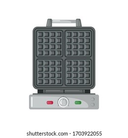 Waffle-iron icon in flat style isolated on white background. Waffle cooker. Vector illustration.
