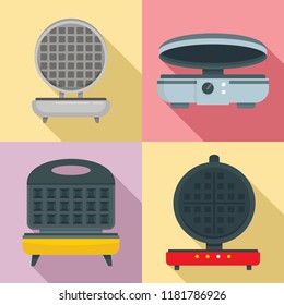 Waffle-iron icon set. Flat set of waffle-iron vector icons for web design