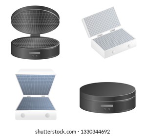 Waffle-iron icons set. Realistic set of waffle-iron vector icons for web design isolated on white background