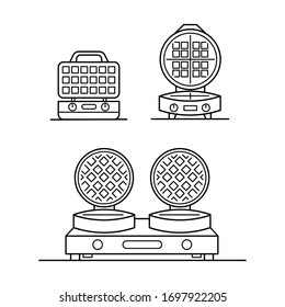 Iconos de hierro gofre. Diseño de vectores. Iconos lineales negros sobre fondo blanco.