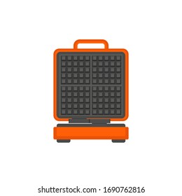 Waffle-iron isolated of white background. Concept sweet baking cooking. Flat cartoon designe. Vector illustration.