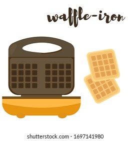 waffle-iron for making Belgian waffles. Vector illustration.