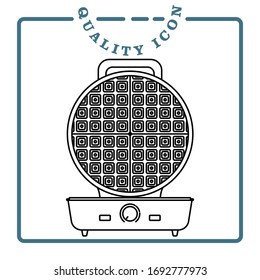 Waffle-iron round icon, design element on an isolated white background. Stock vector illustration.