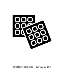 Waffles black icon, vector sign on isolated background. Waffles concept symbol, illustration 