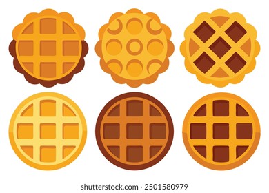 Ilustración del arte del color de los waffles que celebra la alegría del desayuno del waffle