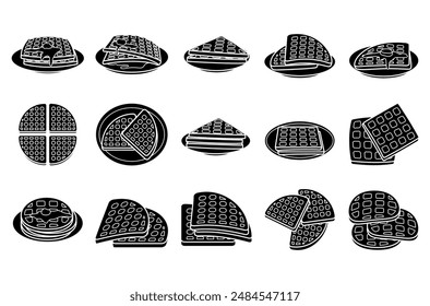 Waffles filled vector set illustration